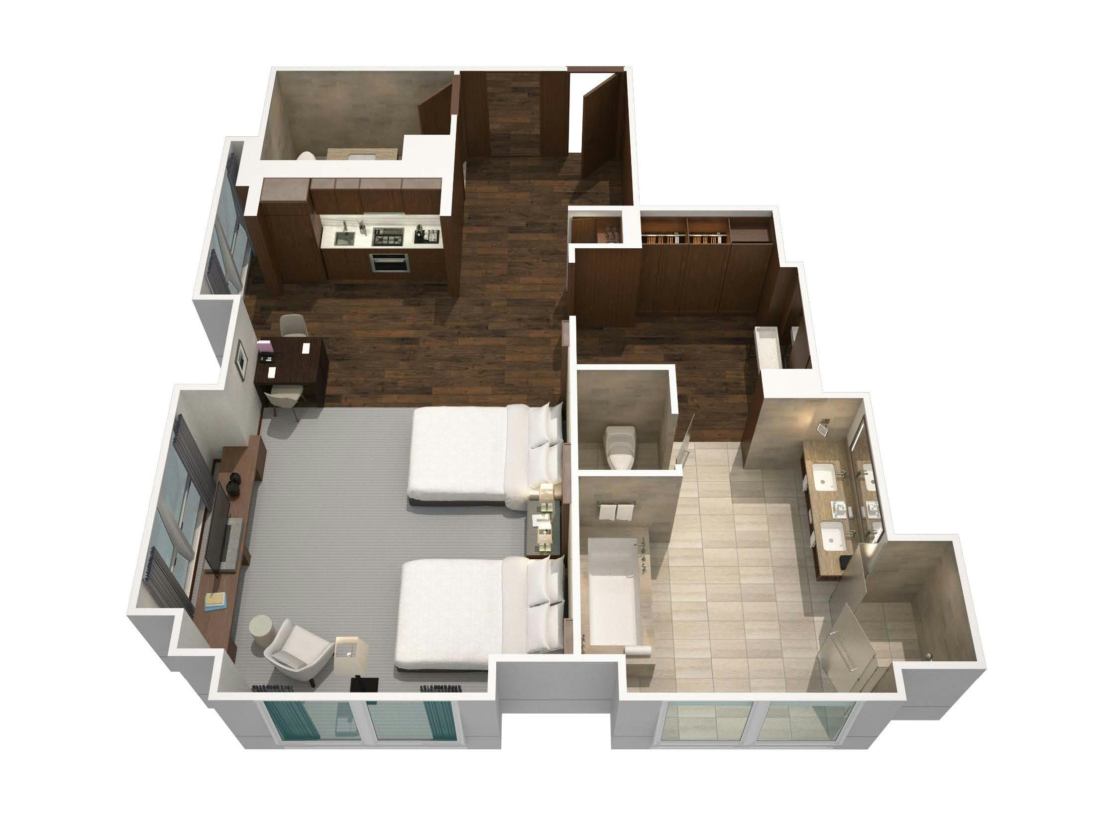 Family Double Double Room with Kitchen