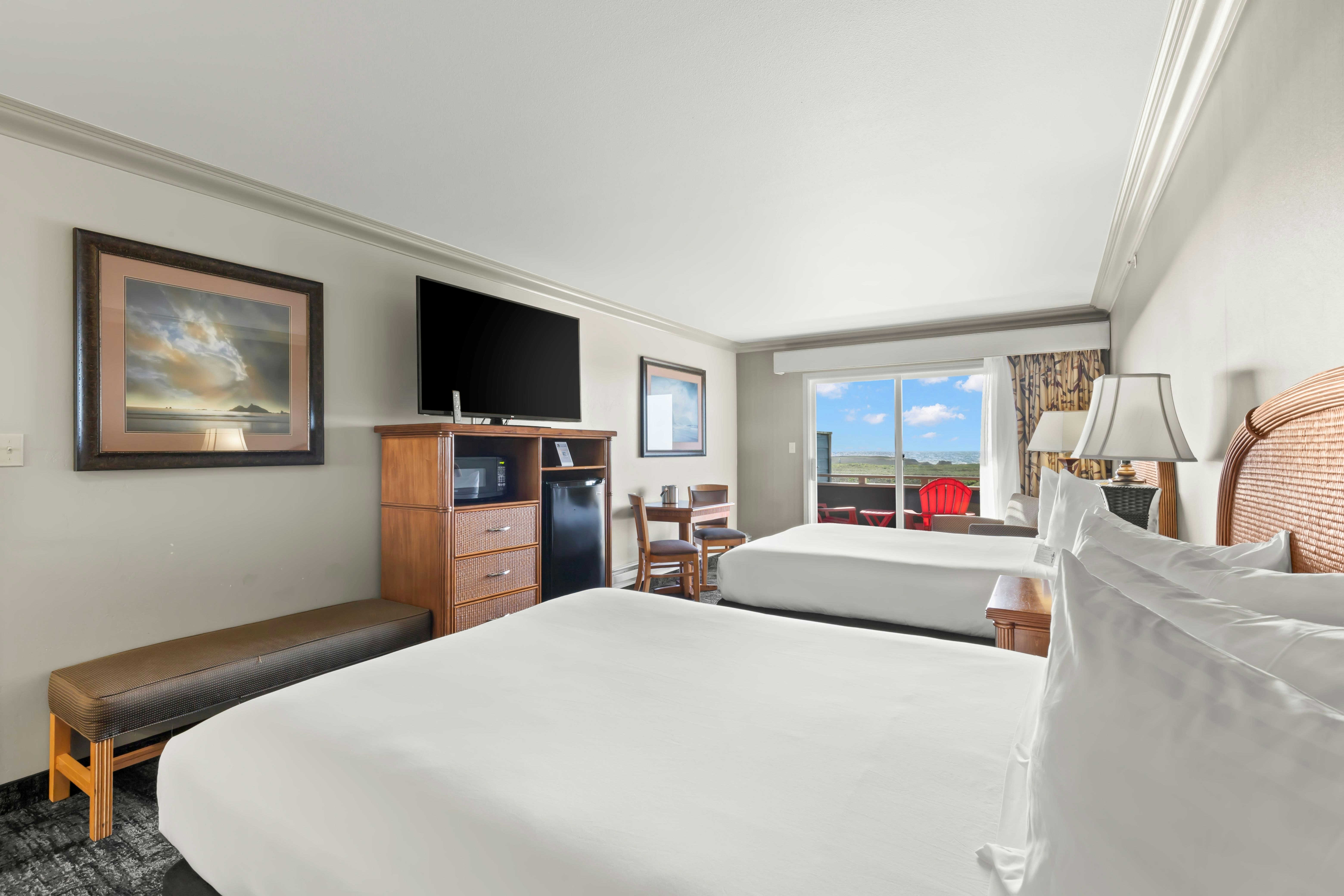 Two queen beds with ocean view