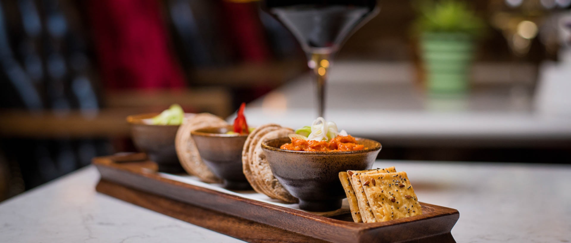 The Cellar Bar - Selection Of Homemade Warm Breads Dips With Red Wine