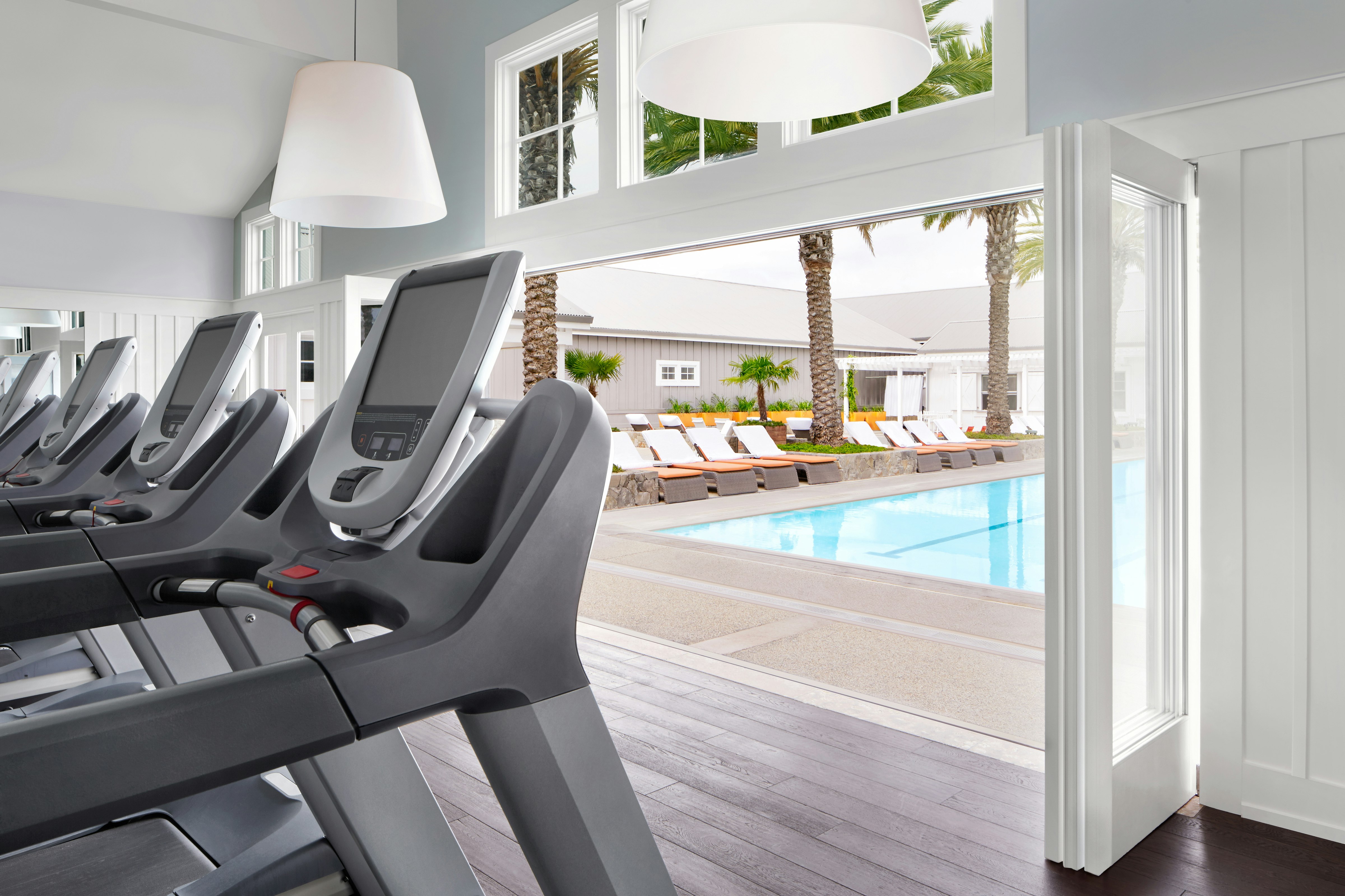 Fitness Center with Pool Views