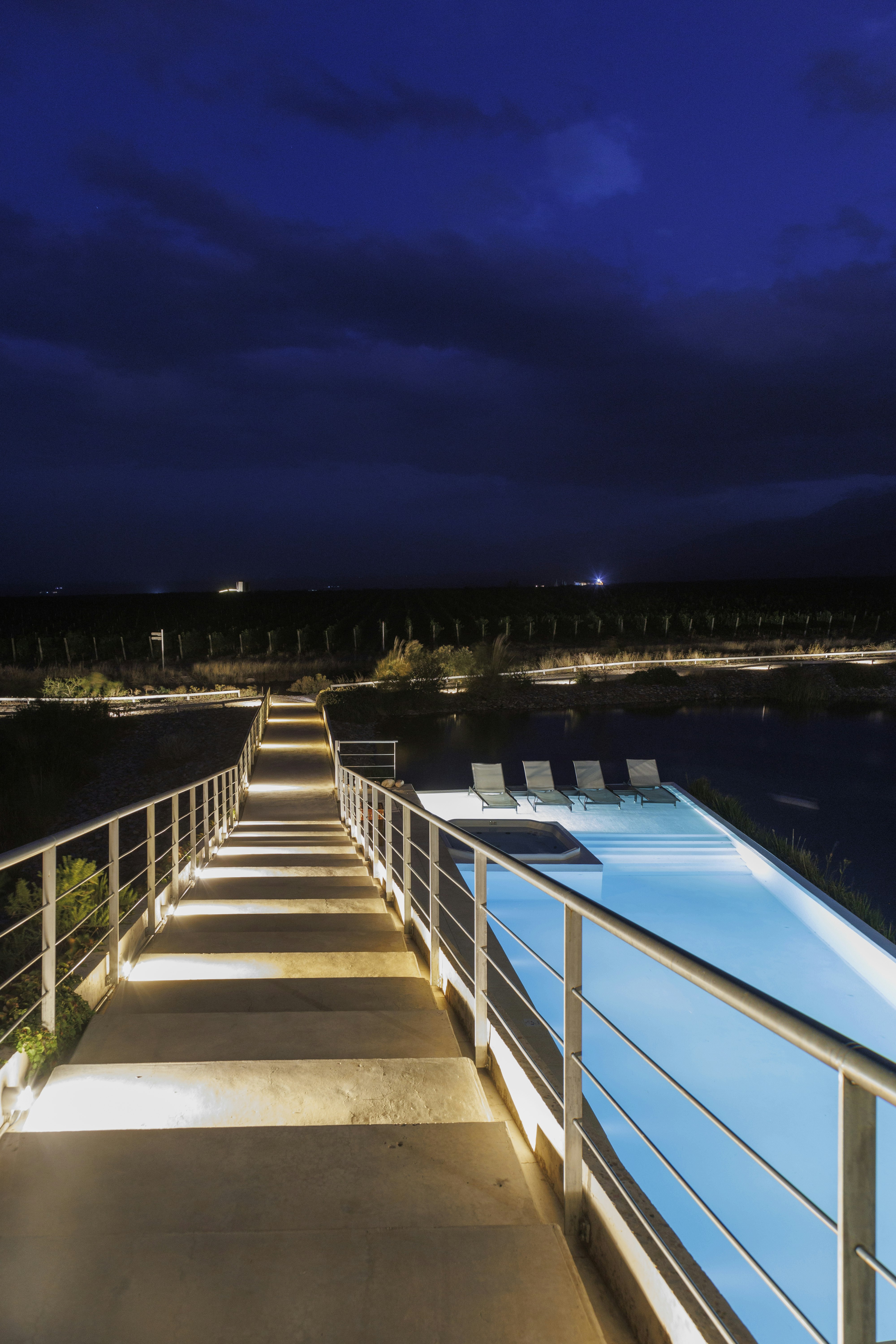 Nighttime pool view