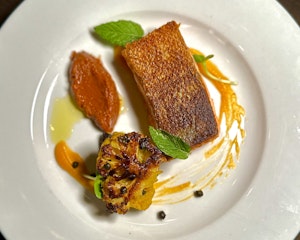 Wild Alaskan Salmon with Cauliflower and Carrot Puree