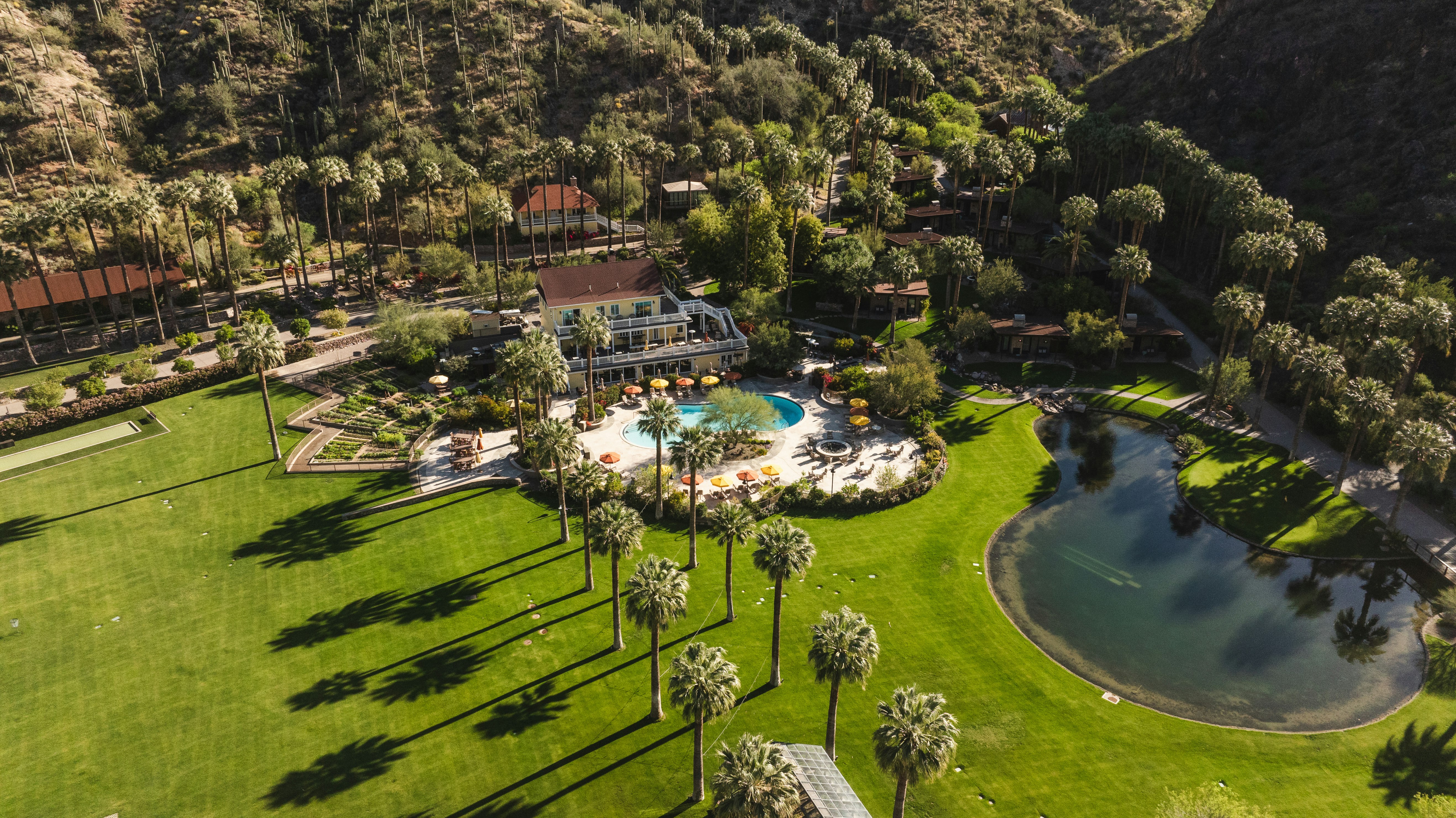 Castle Hot Springs Aerial Overview of the Lodge and Resort Pool