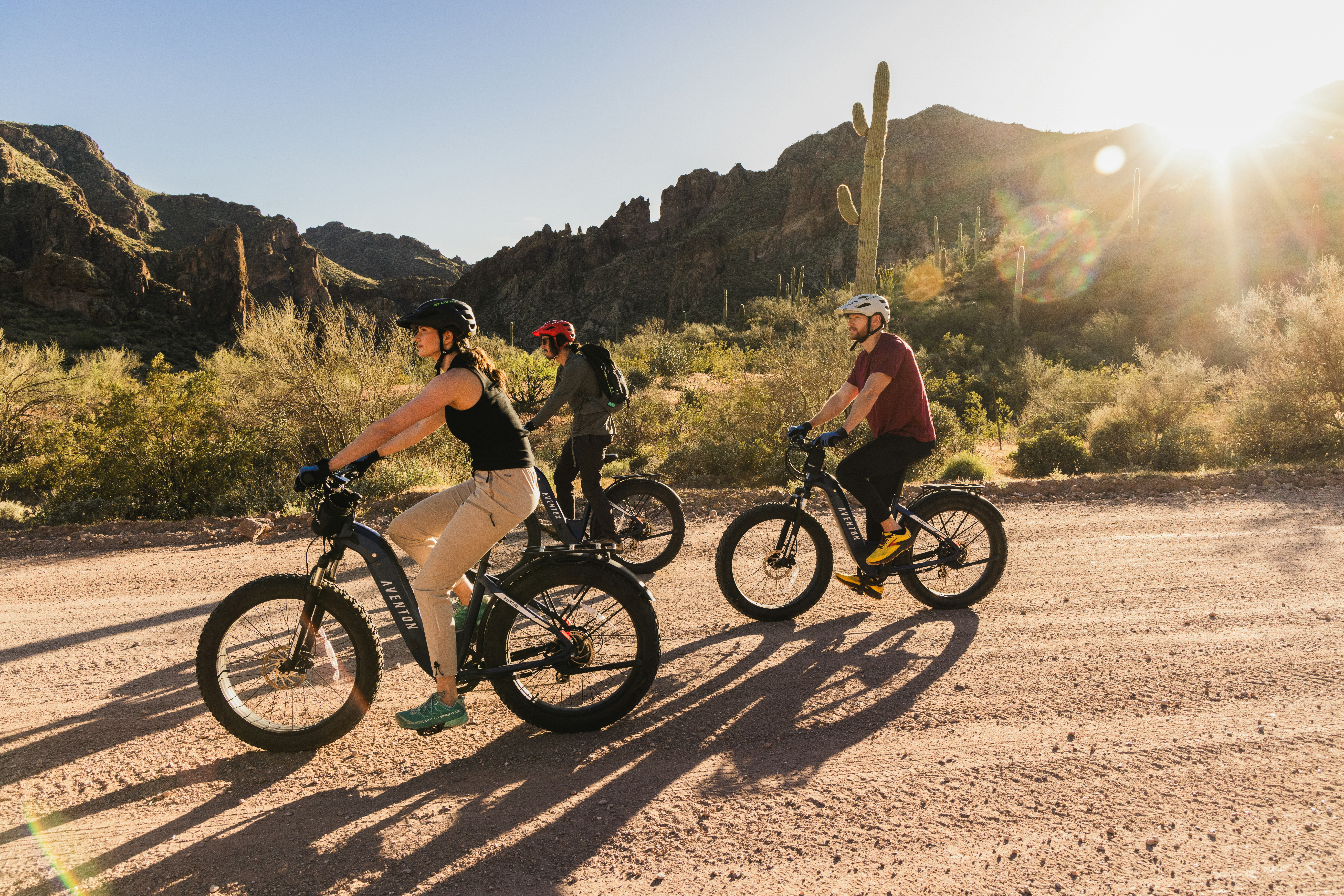 Couple expiring the desert by bike