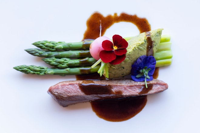 Lamb fillet, spring vegetables and pure Arabica coffee juice