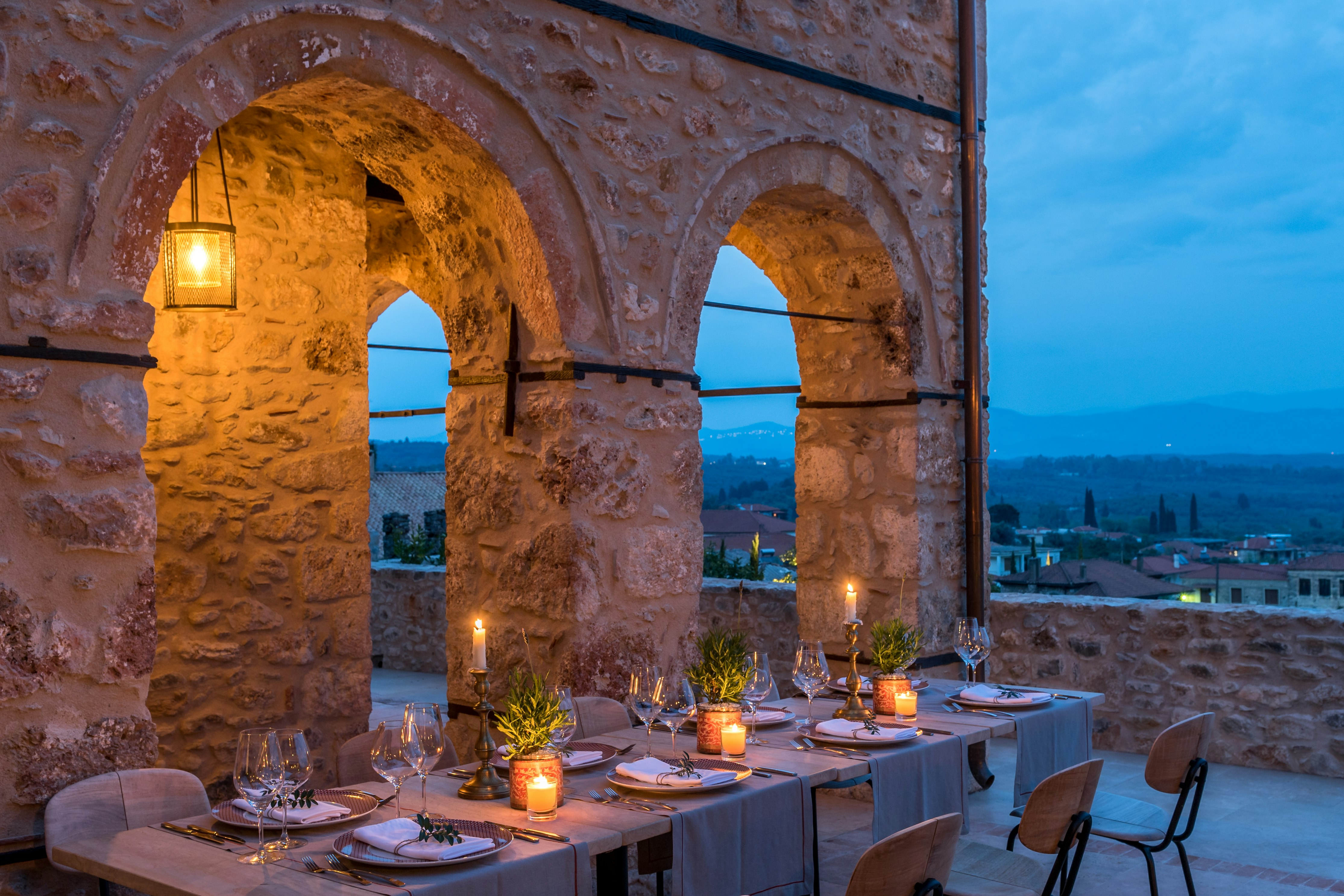 Leoncini Mansion Outdoor Dining Area Evening