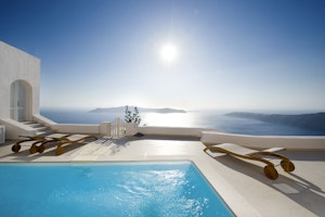 Deluxe Suite Private Terrace With Pool - Sunbeds & Caldera Views
