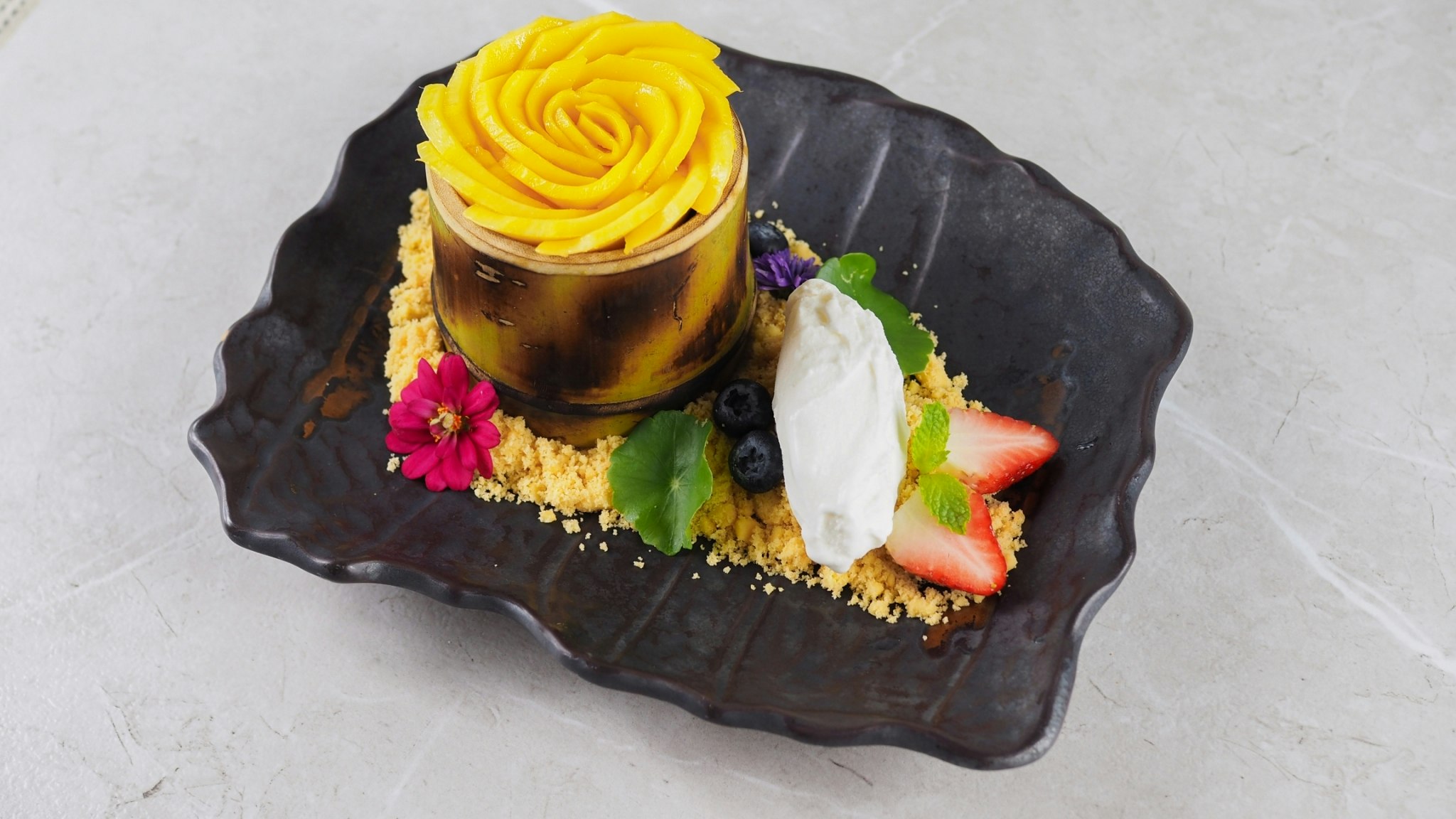 Khao Lam with Fresh Mango & Coconut Milk Ice Cream