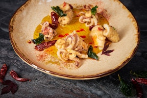Calamari in Creamy Sweet Basil Salted Yolk Sauce