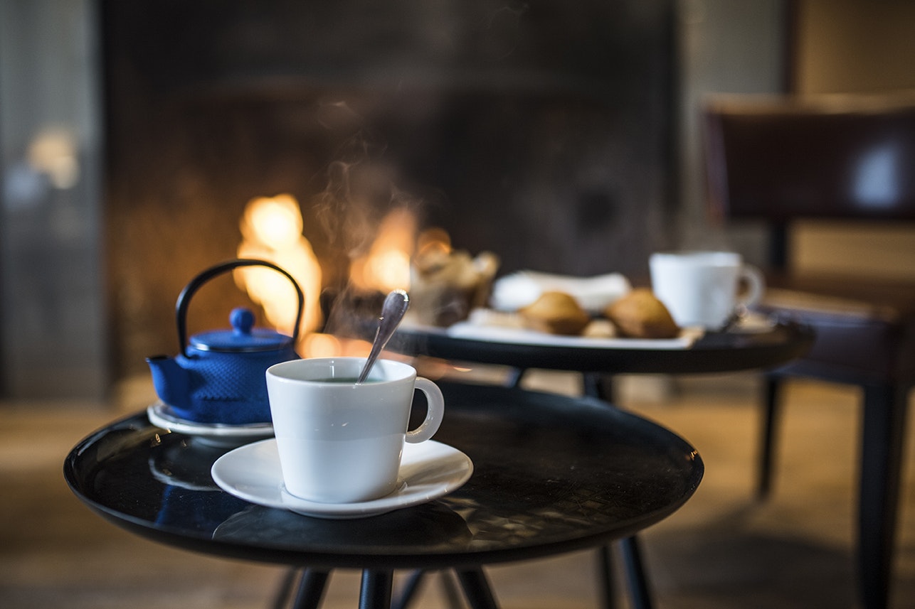 Relax by the fireplace