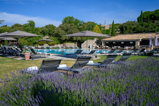 Sunbeds by the pool