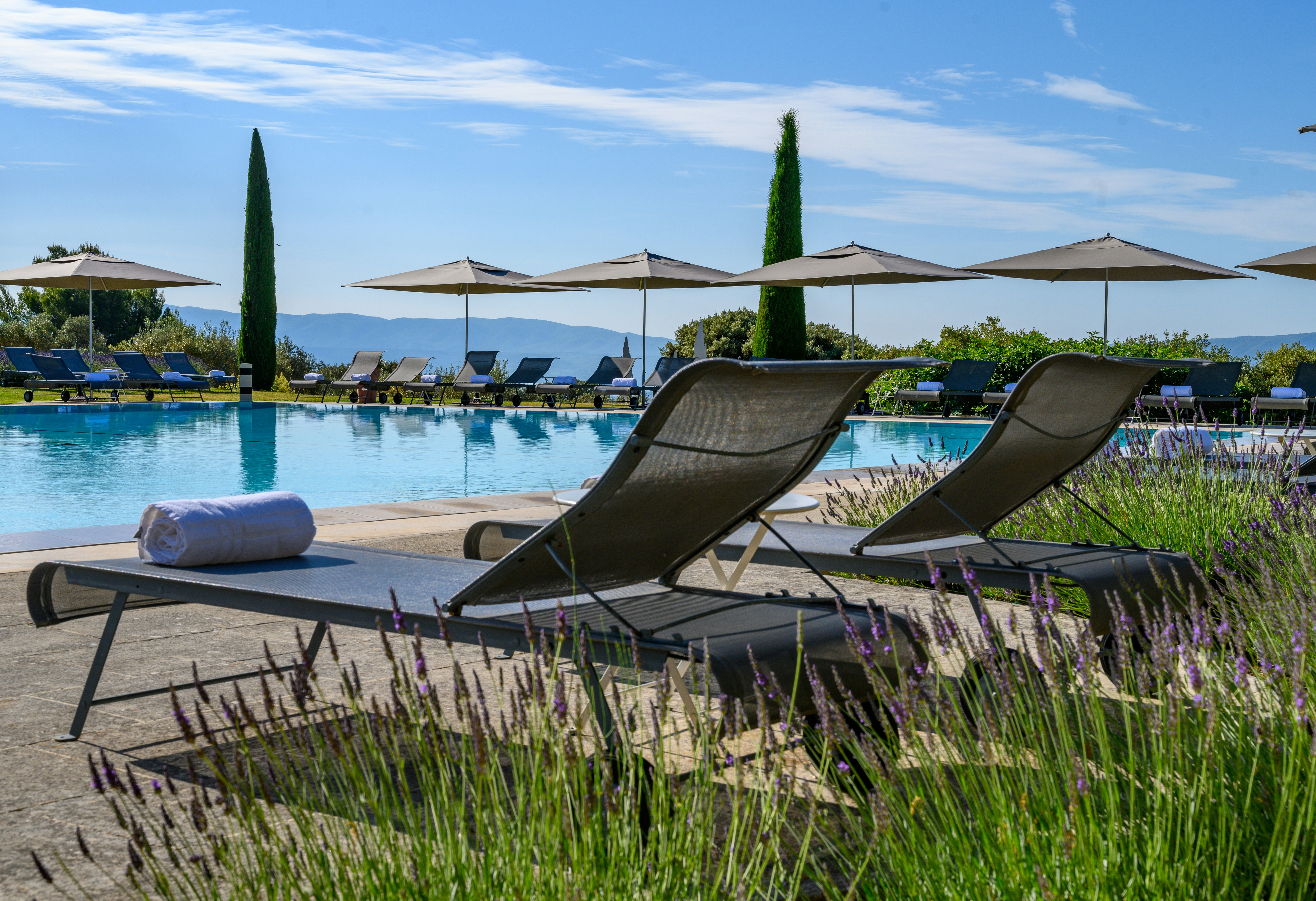 Relaxing by the pool