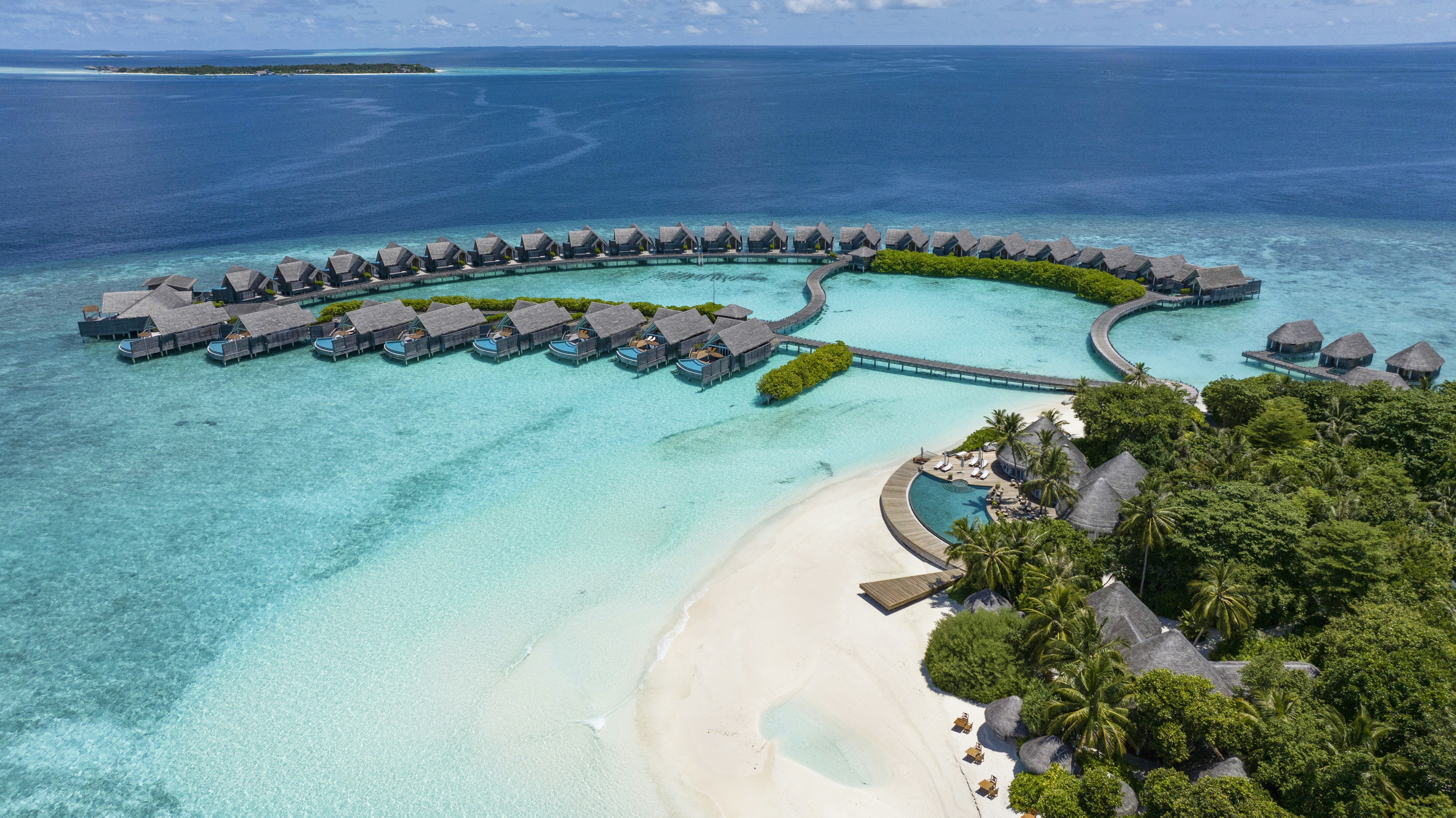 Aerial View Water Villas with Private Pool