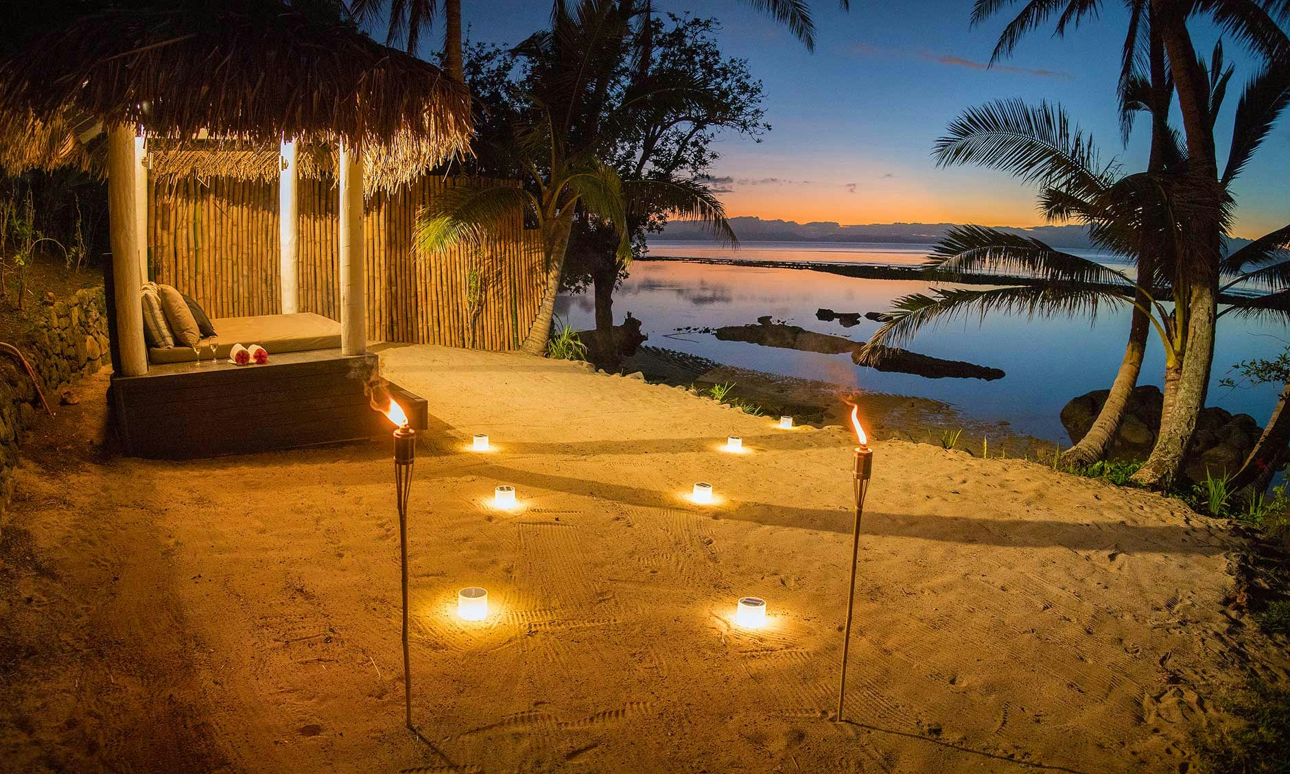Beach Bure and Private Beach At Night