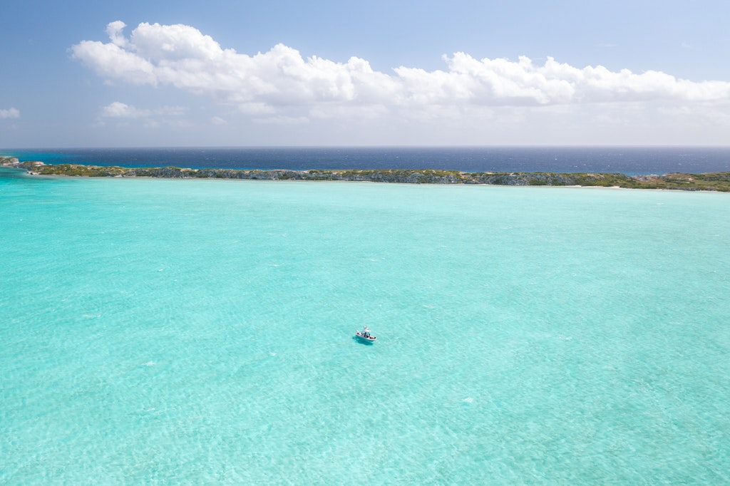 View Of Boat On The Caicos Bank At Sailrock