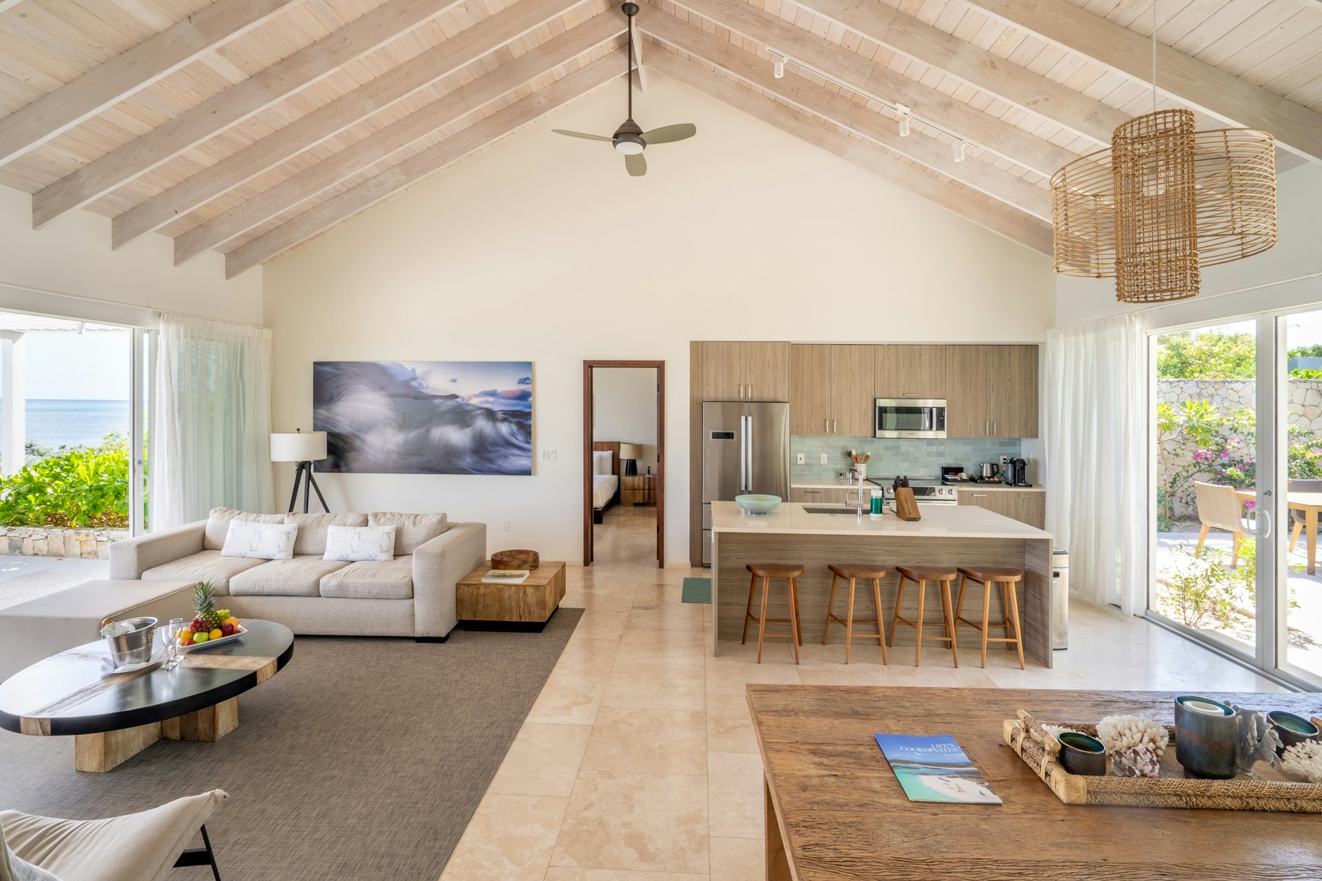 Three Bedroom Beachfront Villa - Living Area & Kitchen