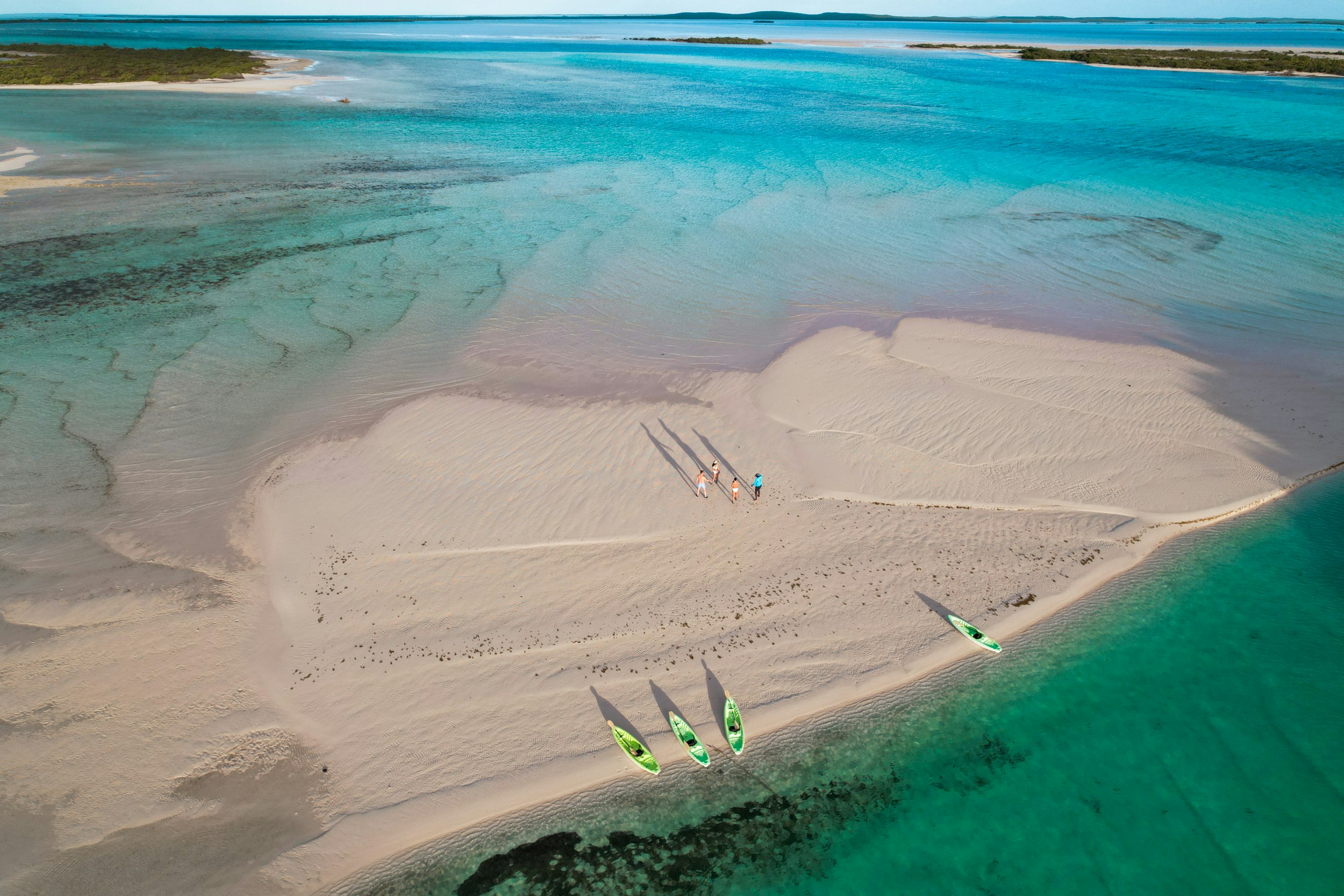 Aerial Of Kayakers On The Sandbanks Of Jerrycamp