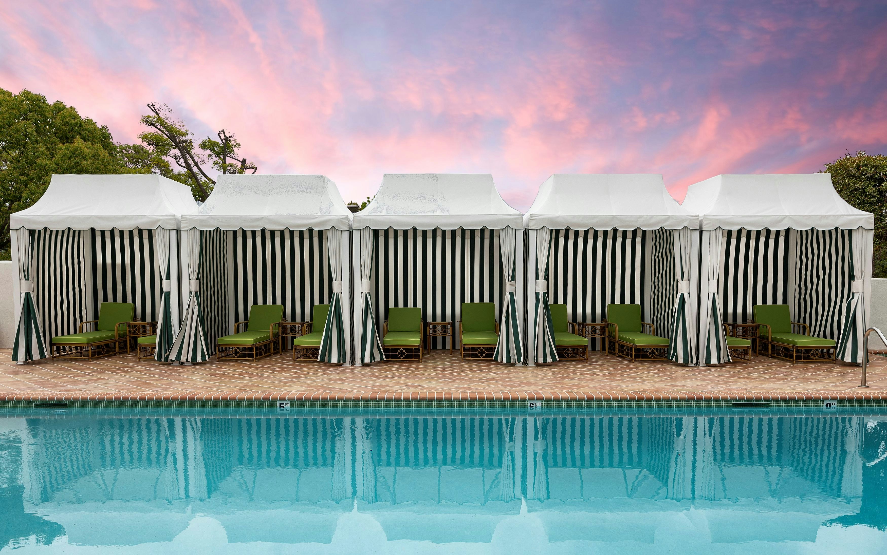 Pool Cabanas Sunset