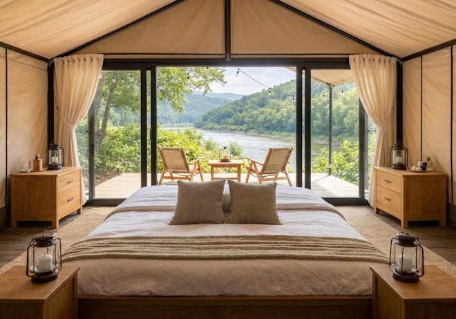 Riverfront Glamping - Bedroom