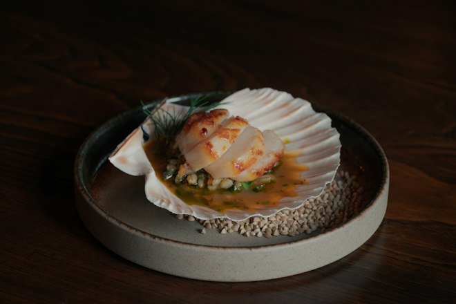 Hand dived scallop