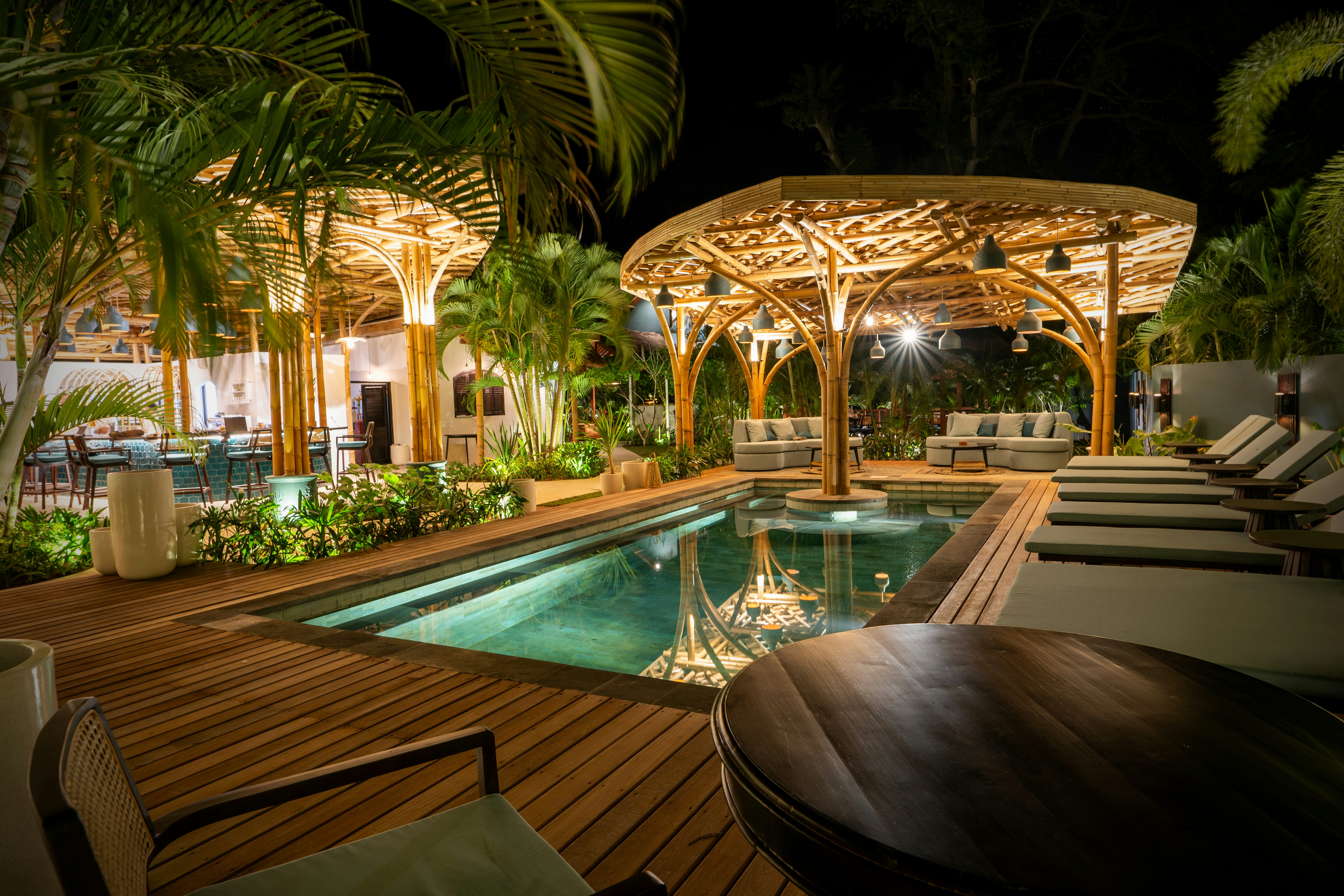 Public Pool Restaurant Night